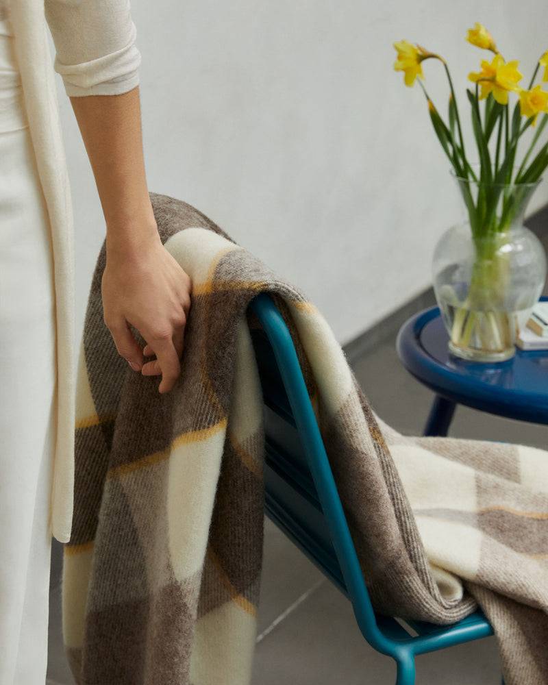 Lanerossi Natural Check plaid in pura lana vergine Pezzi Unici